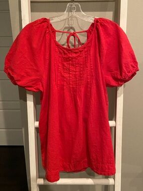 Free People Washed Red Tunic Top with tie